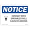 Signmission OSHA Notice, 3.5" Height, Contact With Sprinkler Will Sign With Symbol, 5" X 3.5", Landscape OS-NS-D-35-L-10802 - alternate 1